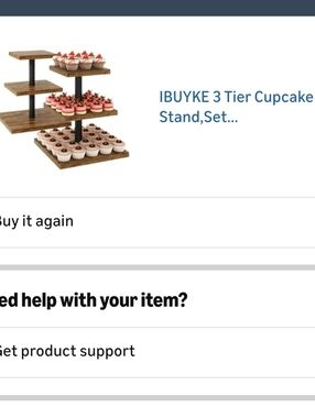 3-Tier Wooden Cupcake Stand - Rustic Brown & Black